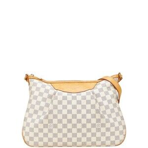 Louis Vuitton Damier Azur White Siracusa Shoulder Bag Leather